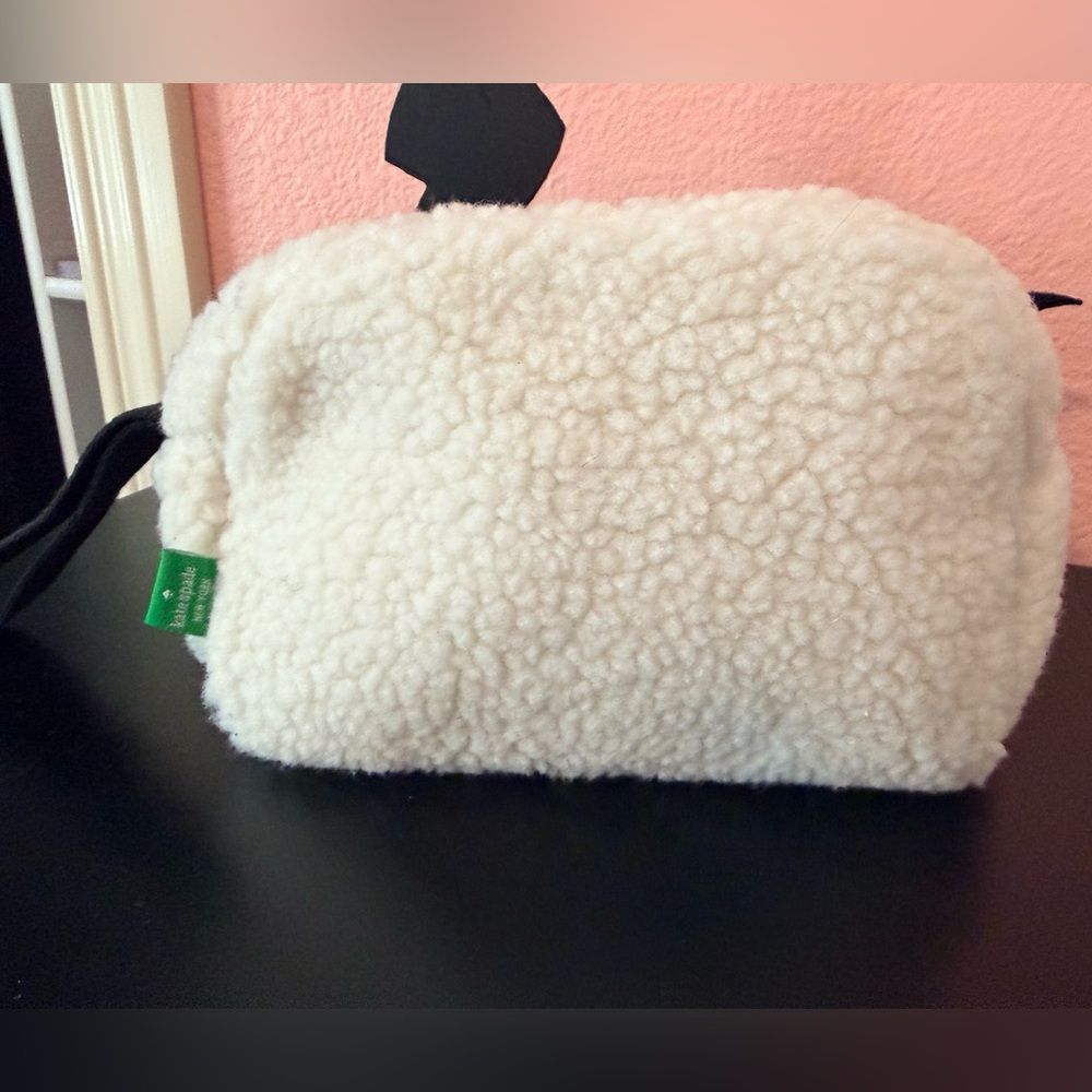 NWOT KATE SPADE  faux Sherpa Cosmetic makeup/ Travel Bag